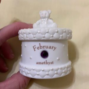 Porcelain Trinket Box February Amethyst New